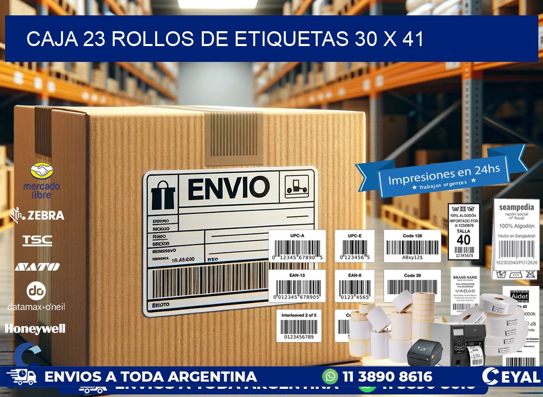 CAJA 23 ROLLOS DE ETIQUETAS 30 x 41