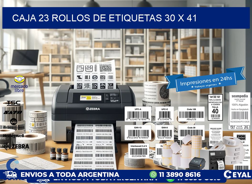 CAJA 23 ROLLOS DE ETIQUETAS 30 x 41