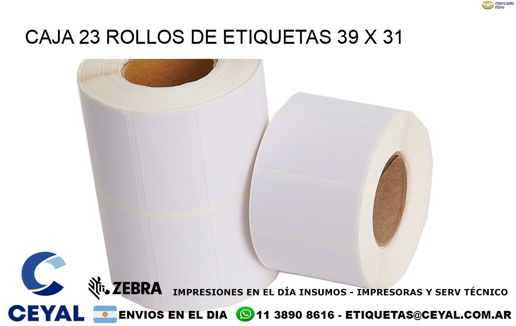 CAJA 23 ROLLOS DE ETIQUETAS 39 x 31