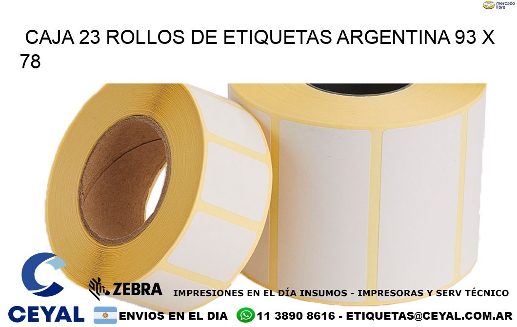 CAJA 23 ROLLOS DE ETIQUETAS ARGENTINA 93 x 78