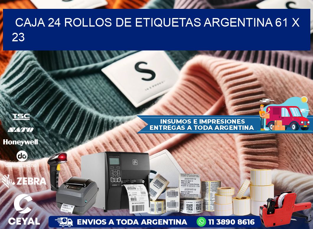 CAJA 24 ROLLOS DE ETIQUETAS ARGENTINA 61 x 23