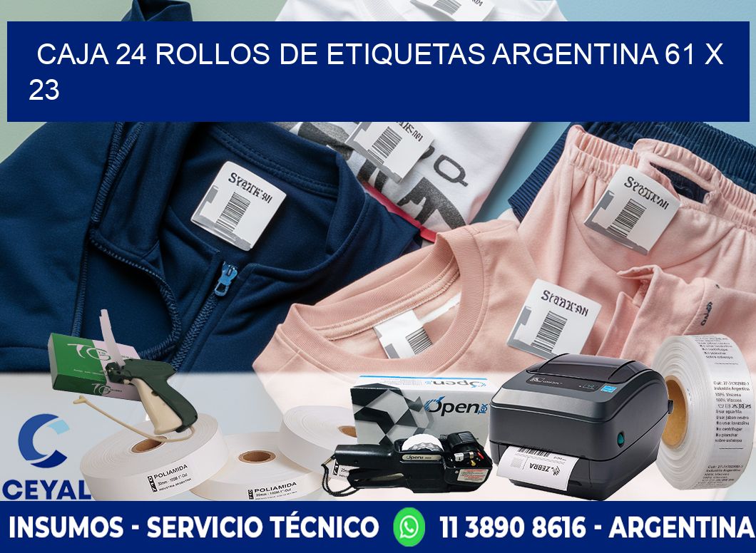 CAJA 24 ROLLOS DE ETIQUETAS ARGENTINA 61 x 23