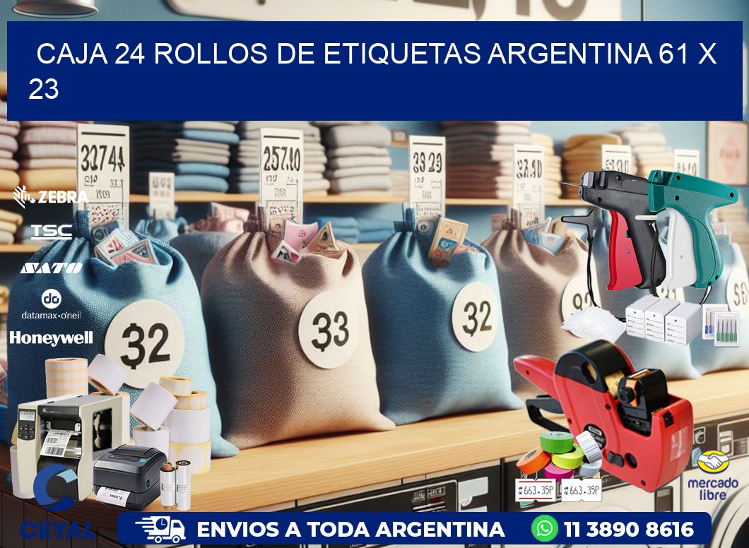 CAJA 24 ROLLOS DE ETIQUETAS ARGENTINA 61 x 23