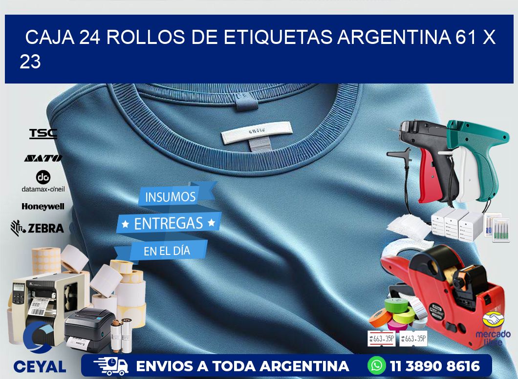 CAJA 24 ROLLOS DE ETIQUETAS ARGENTINA 61 x 23