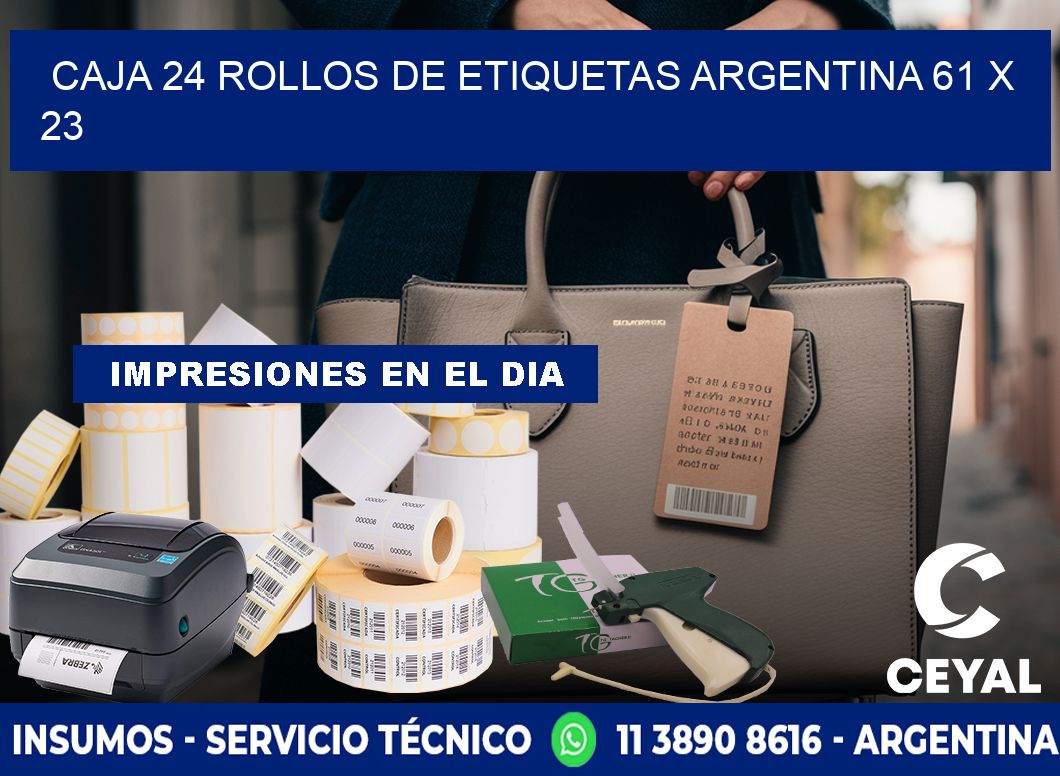 CAJA 24 ROLLOS DE ETIQUETAS ARGENTINA 61 x 23