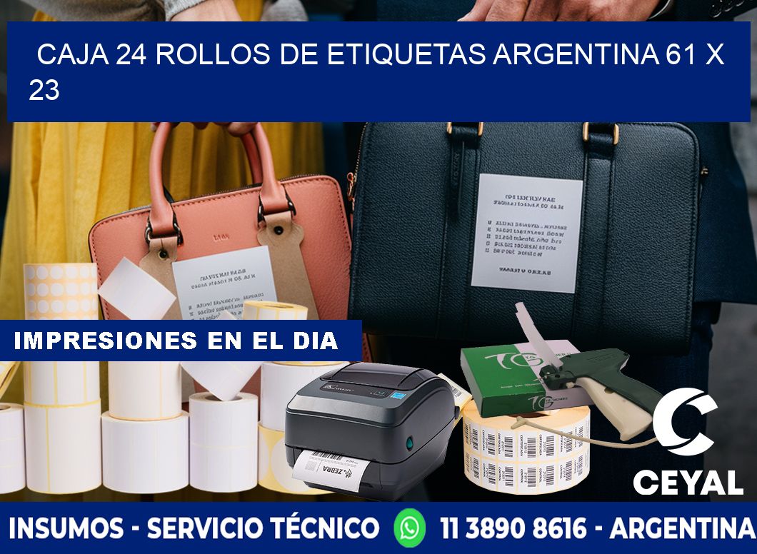 CAJA 24 ROLLOS DE ETIQUETAS ARGENTINA 61 x 23