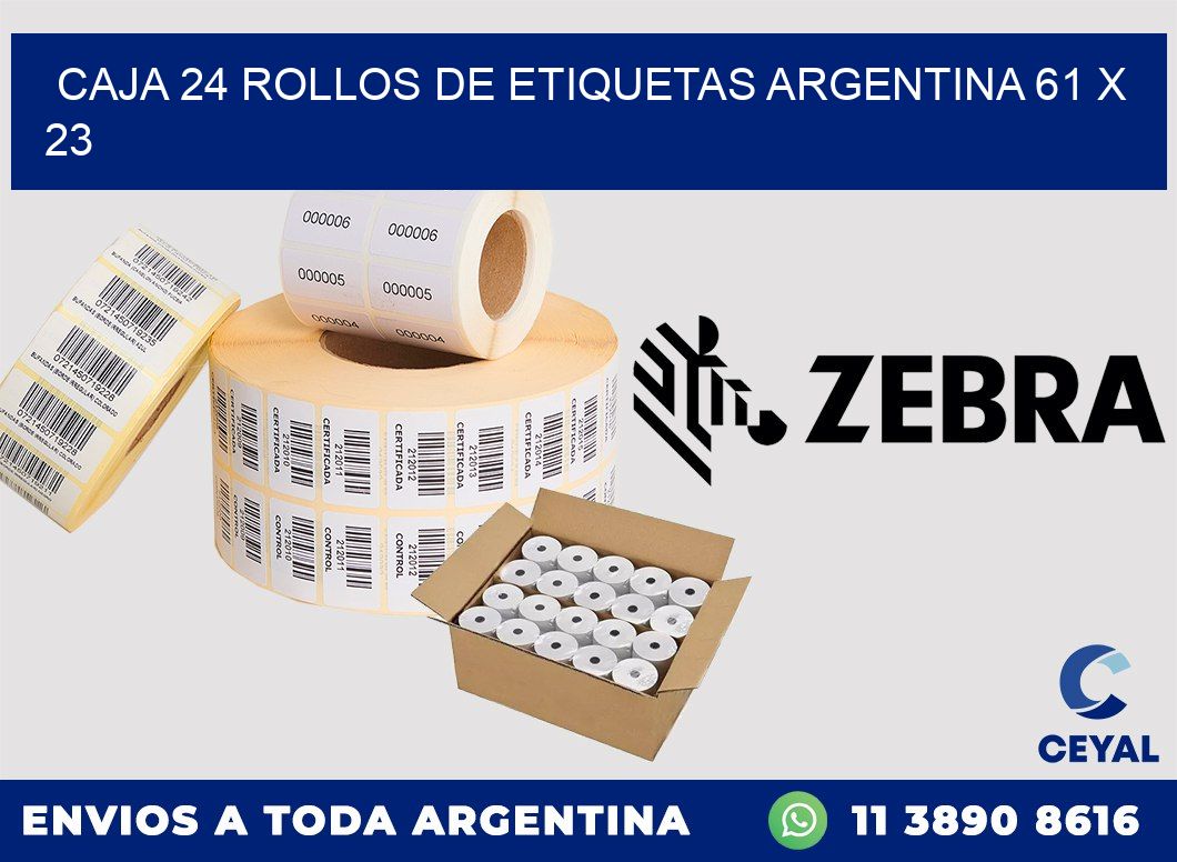 CAJA 24 ROLLOS DE ETIQUETAS ARGENTINA 61 x 23