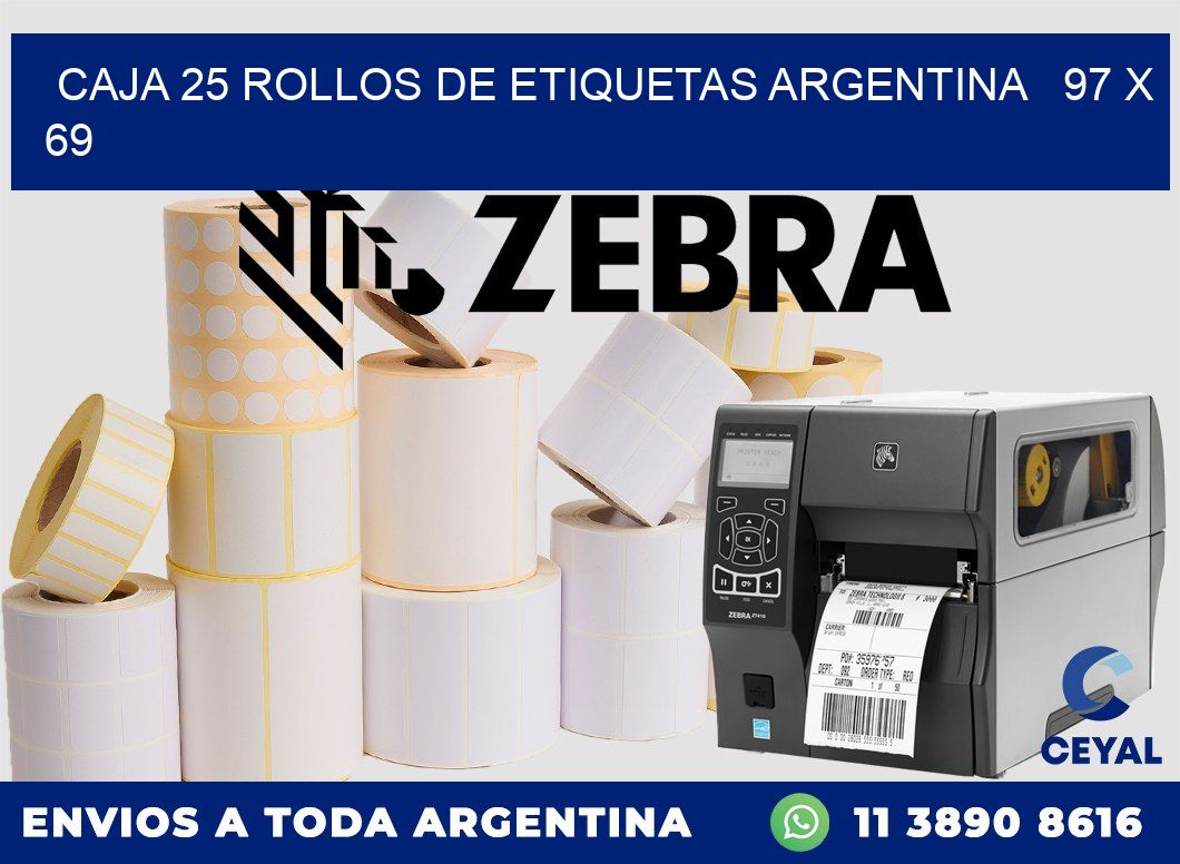 CAJA 25 ROLLOS DE ETIQUETAS ARGENTINA   97 x 69
