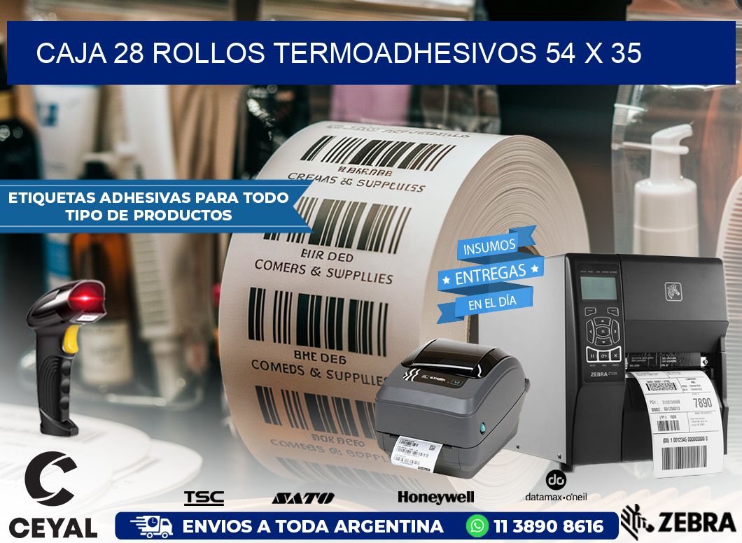CAJA 28 ROLLOS TERMOADHESIVOS 54 x 35