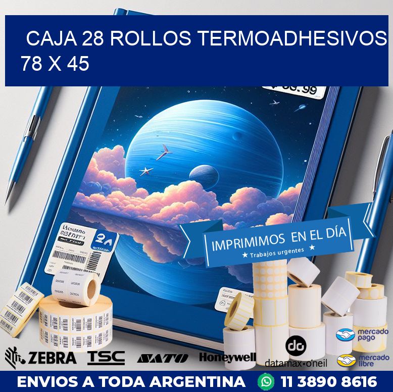 CAJA 28 ROLLOS TERMOADHESIVOS 78 x 45