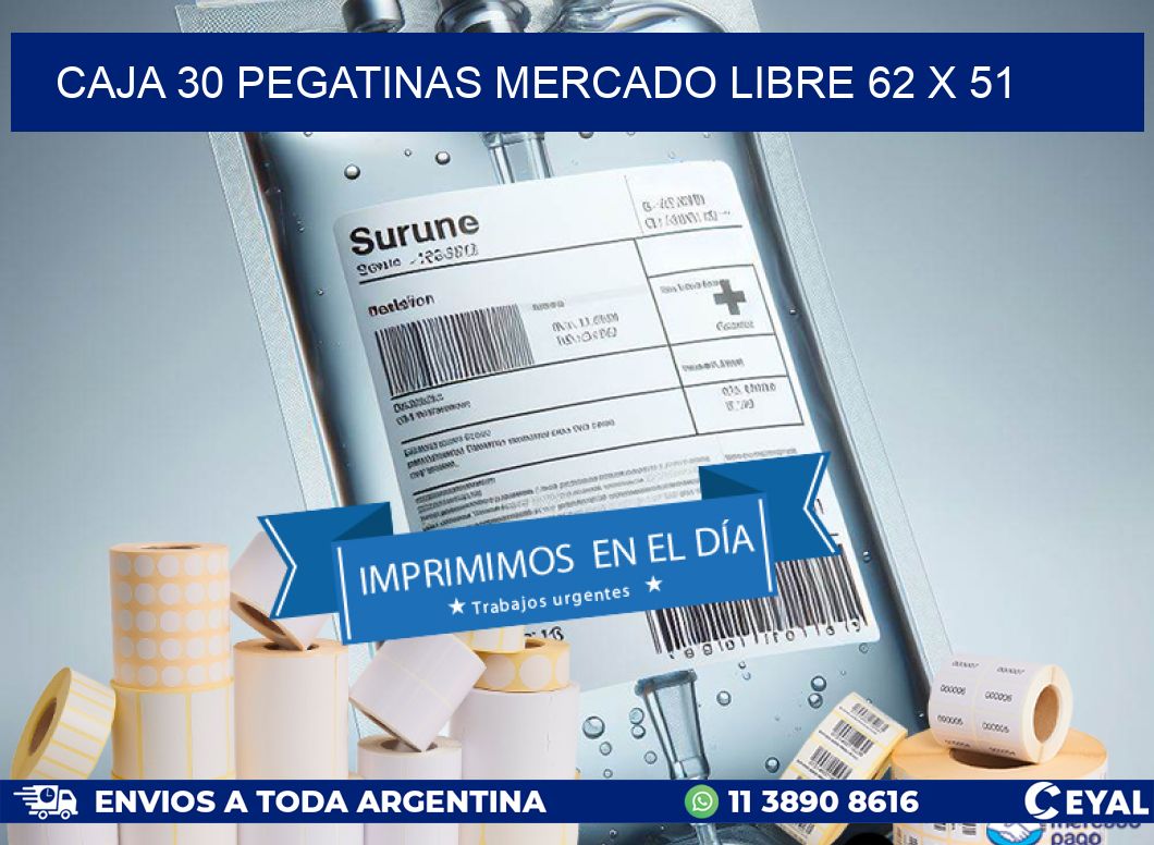 CAJA 30 PEGATINAS MERCADO LIBRE 62 x 51