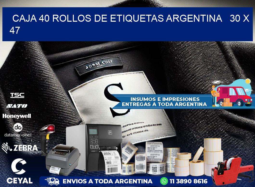 CAJA 40 ROLLOS DE ETIQUETAS ARGENTINA   30 x 47