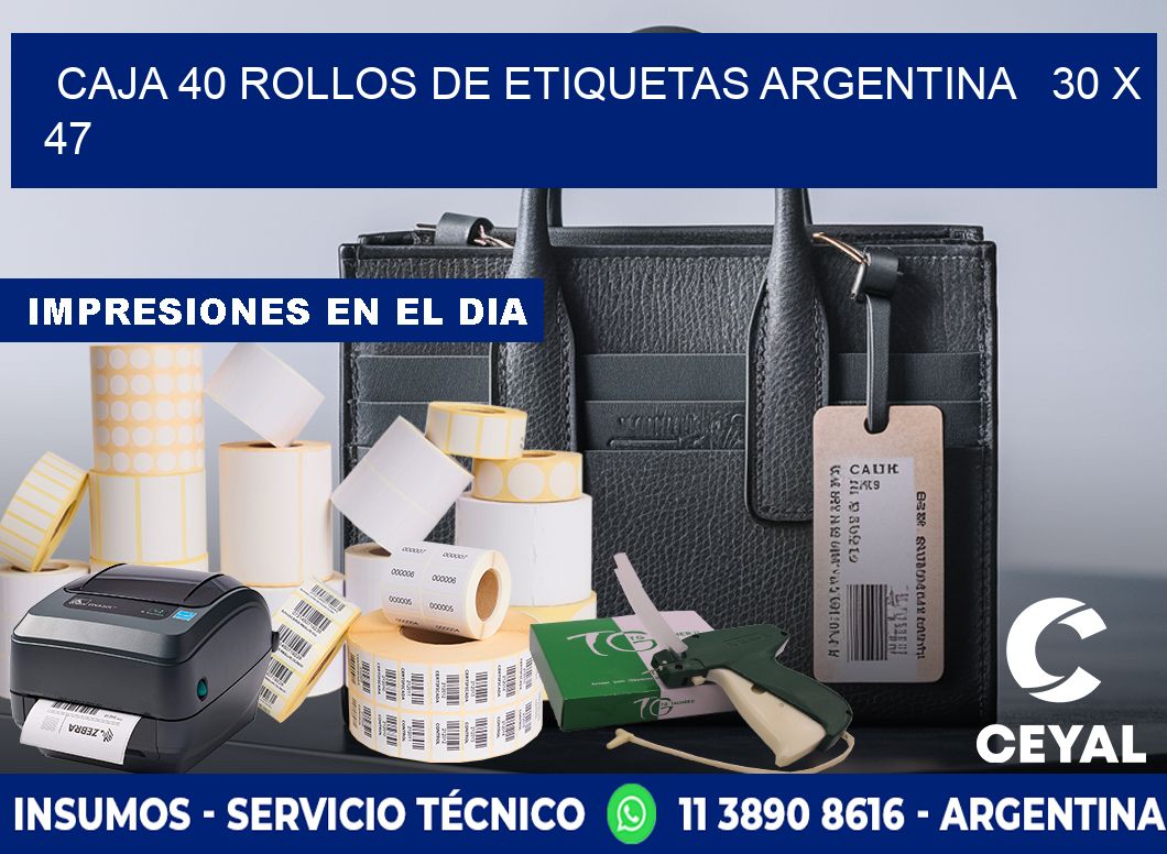 CAJA 40 ROLLOS DE ETIQUETAS ARGENTINA   30 x 47