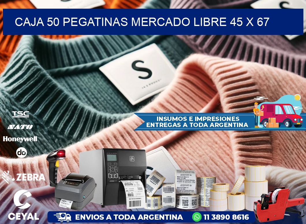 CAJA 50 PEGATINAS MERCADO LIBRE 45 x 67