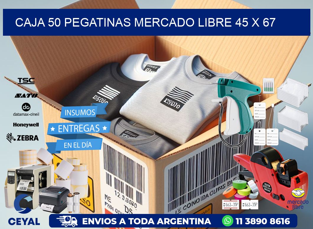 CAJA 50 PEGATINAS MERCADO LIBRE 45 x 67