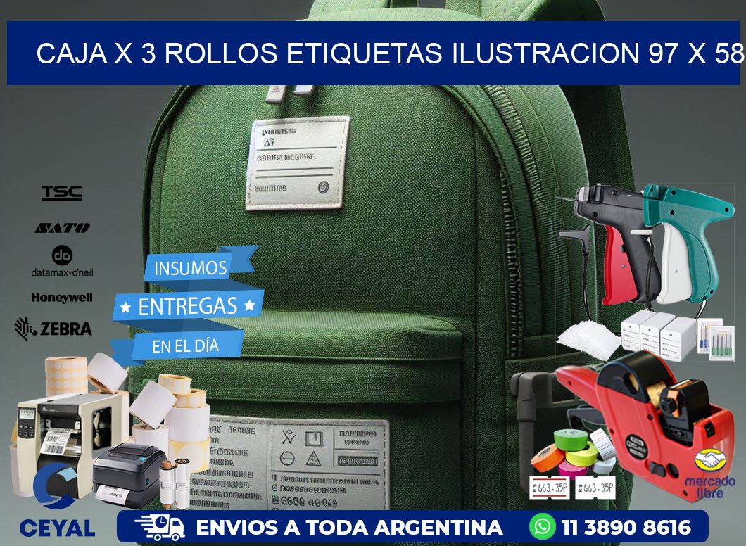 Caja X 3 Rollos Etiquetas Ilustracion 97 x 58