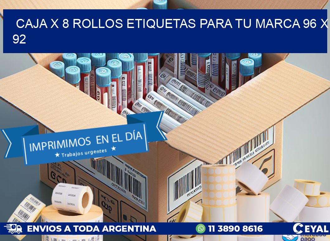 Caja X 8 Rollos Etiquetas para tu marca 96 x 92