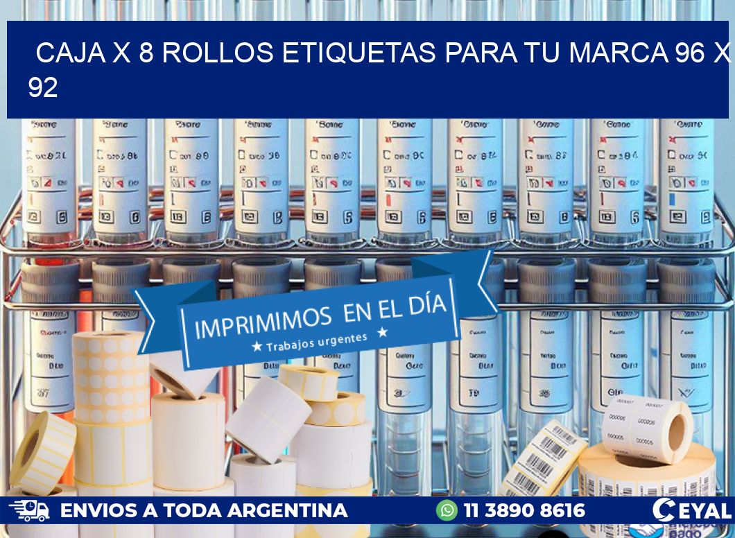 Caja X 8 Rollos Etiquetas para tu marca 96 x 92