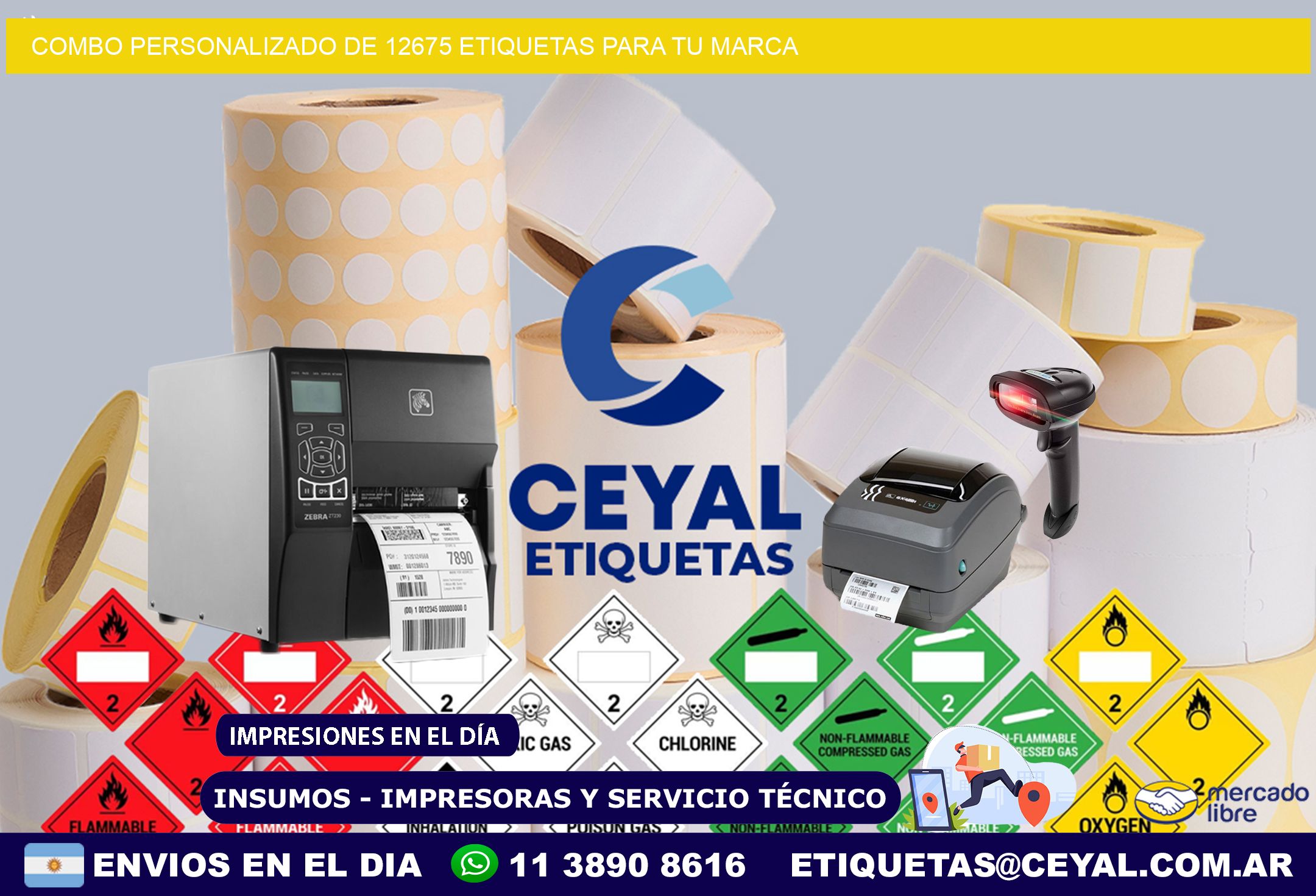 Combo personalizado de 12675 etiquetas para tu marca
