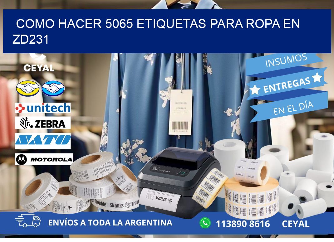 Como hacer 5065 etiquetas para ropa en zd231
