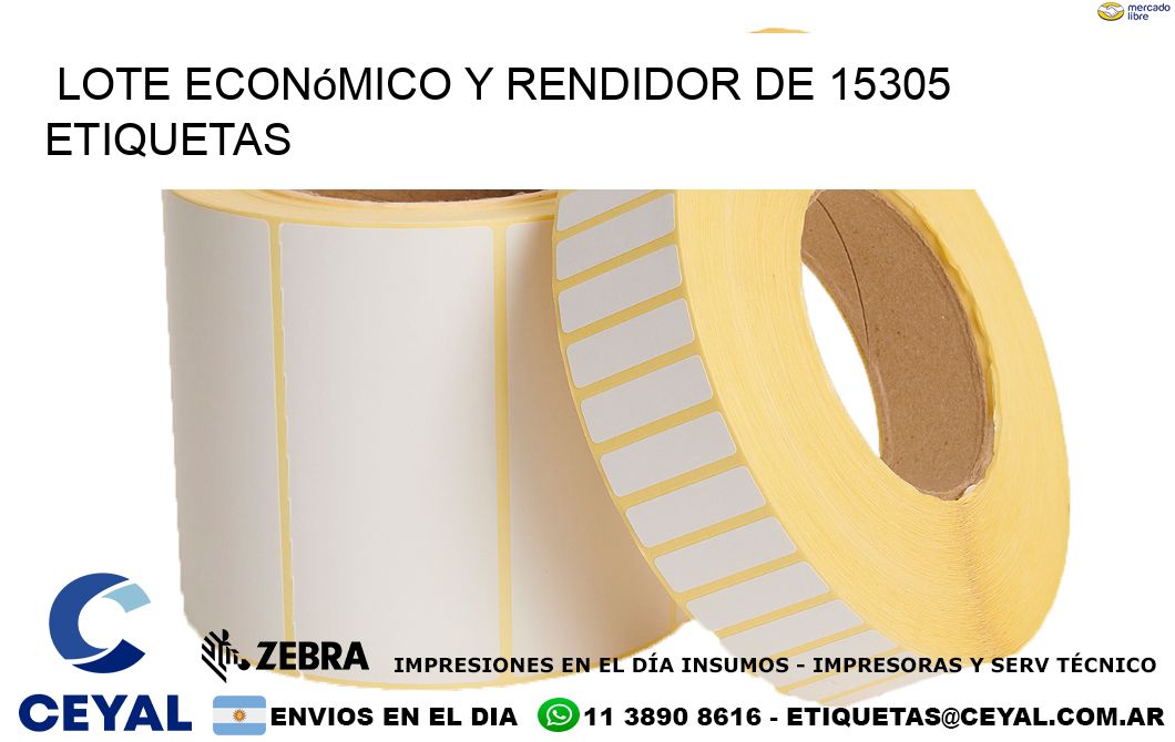 Lote económico y rendidor de 15305 etiquetas
