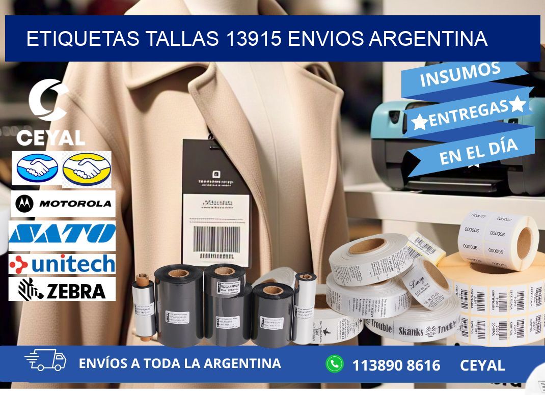 etiquetas tallas 13915 ENVIOS ARGENTINA
