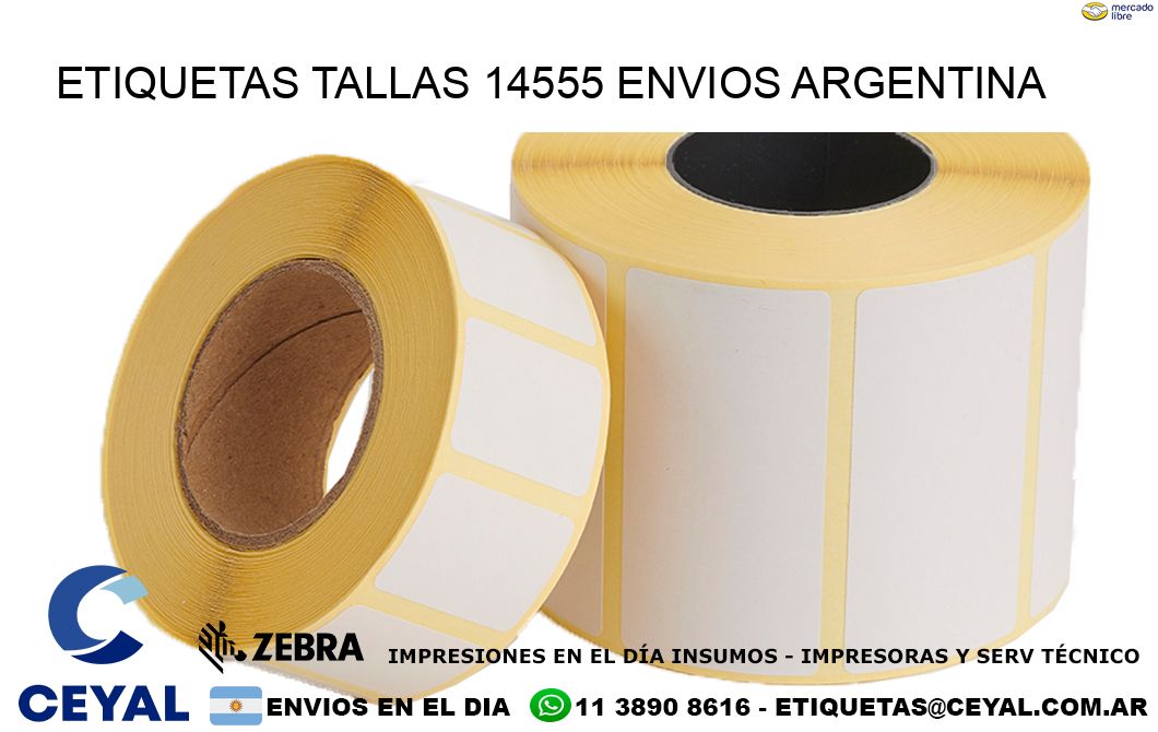 etiquetas tallas 14555 ENVIOS ARGENTINA