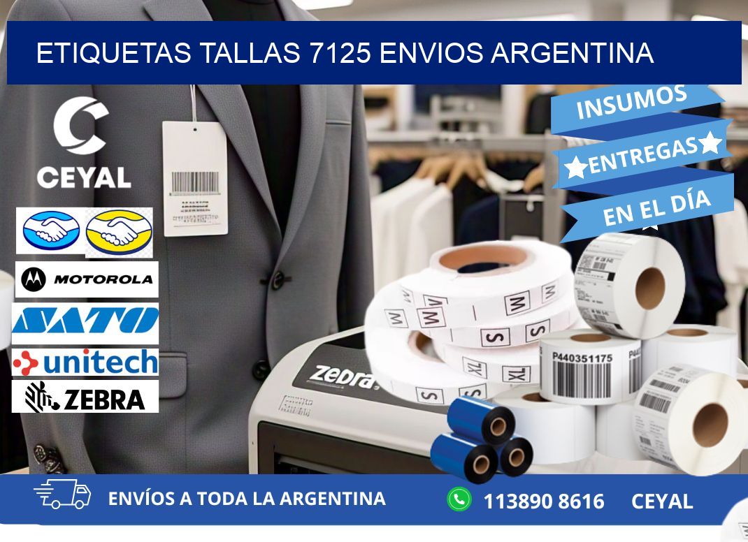 etiquetas tallas 7125 ENVIOS ARGENTINA