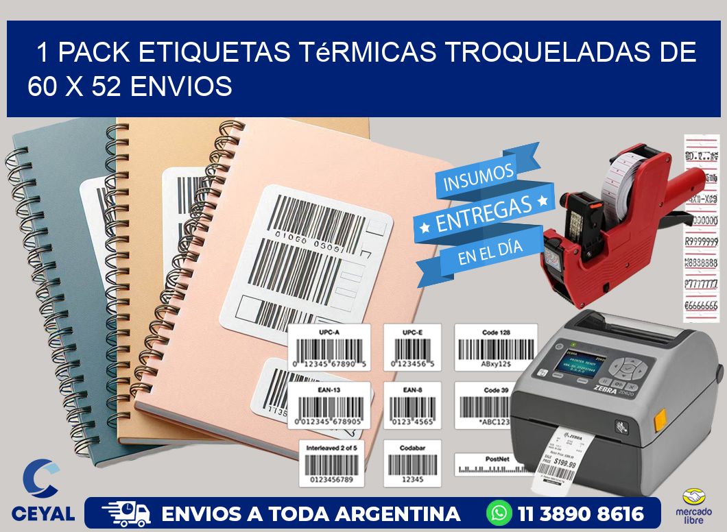1 Pack etiquetas Térmicas Troqueladas De 60 x 52 ENVIOS