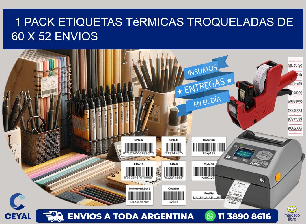 1 Pack etiquetas Térmicas Troqueladas De 60 x 52 ENVIOS