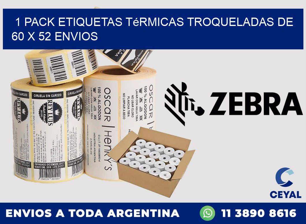1 Pack etiquetas Térmicas Troqueladas De 60 x 52 ENVIOS