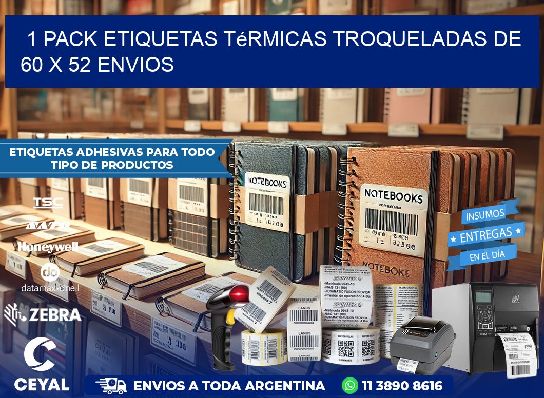 1 Pack etiquetas Térmicas Troqueladas De 60 x 52 ENVIOS