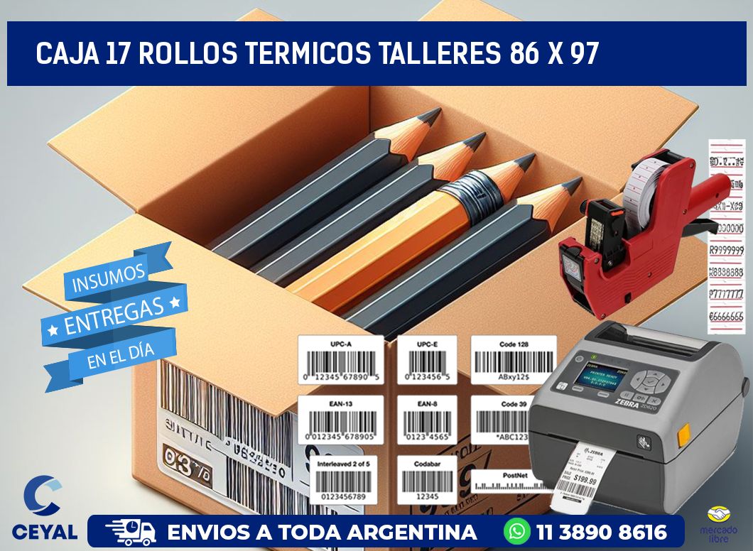 CAJA 17 ROLLOS TERMICOS TALLERES 86 x 97