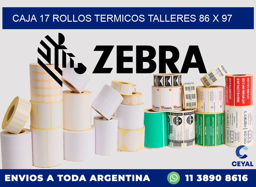 CAJA 17 ROLLOS TERMICOS TALLERES 86 x 97