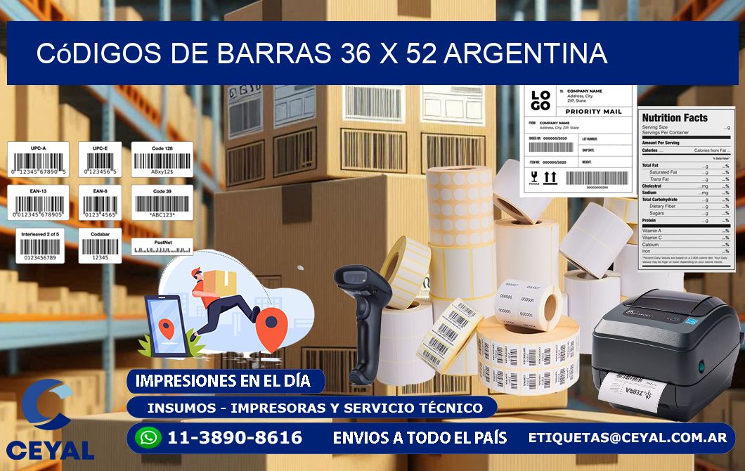Códigos de Barras 36 x 52 argentina