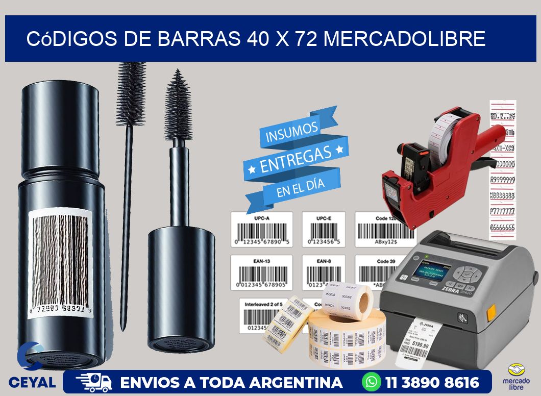Códigos de Barras 40 x 72 MERCADOLIBRE