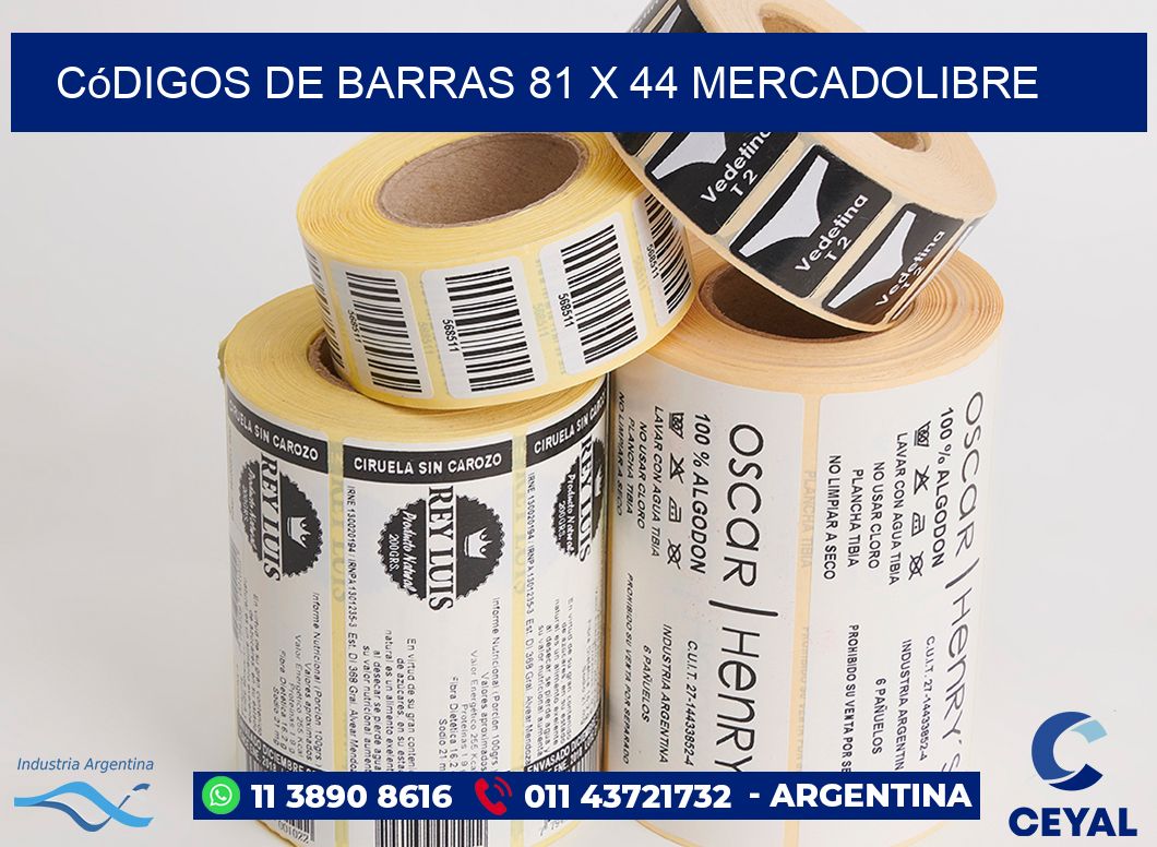 Códigos de Barras 81 x 44 MERCADOLIBRE