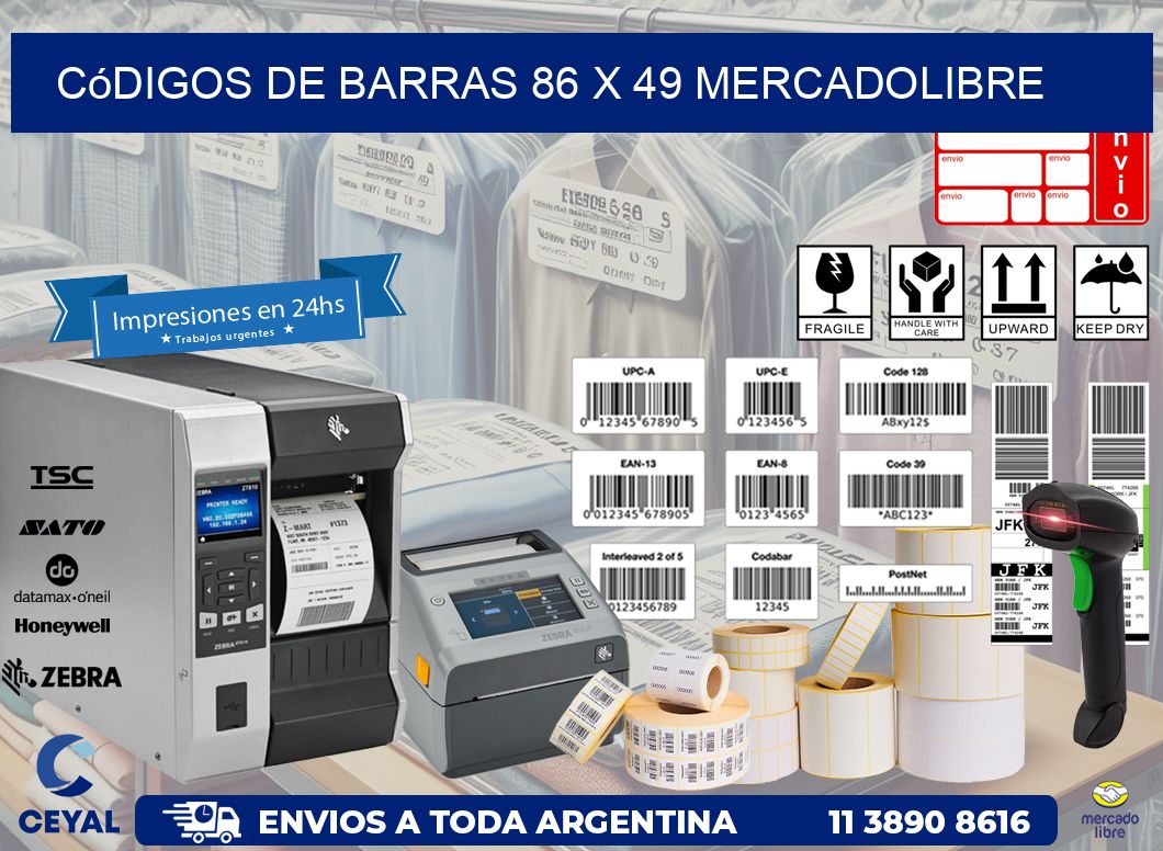 Códigos de Barras 86 x 49 MERCADOLIBRE