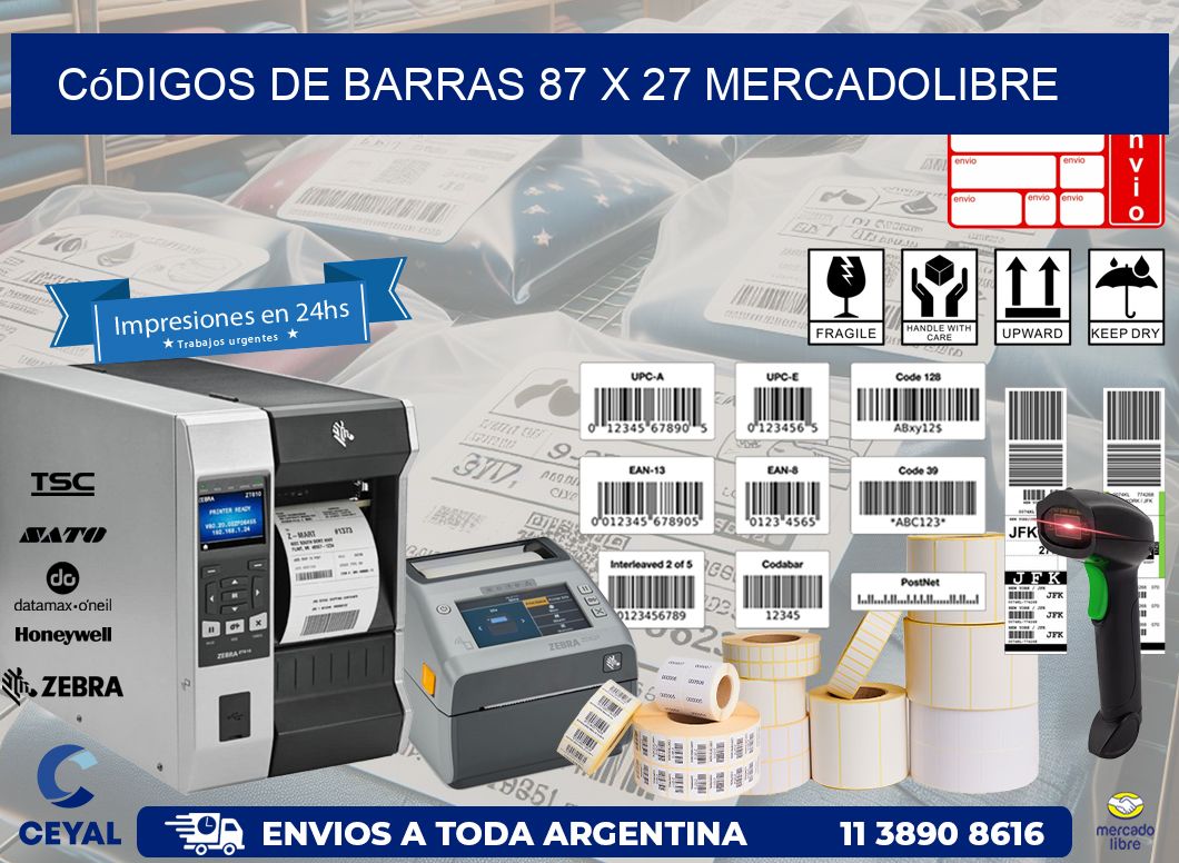 Códigos de Barras 87 x 27 MERCADOLIBRE