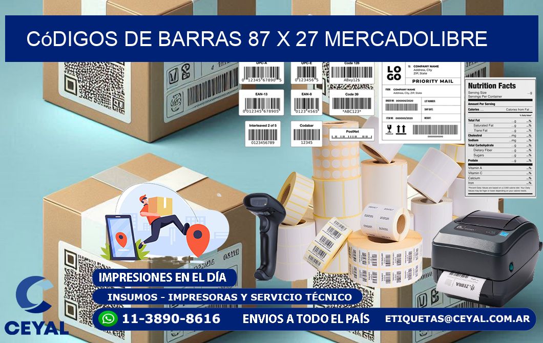 Códigos de Barras 87 x 27 MERCADOLIBRE