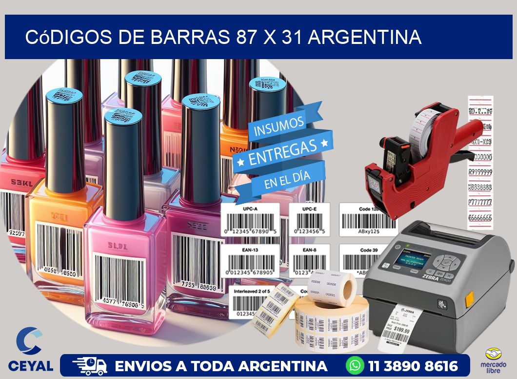 Códigos de Barras 87 x 31 argentina