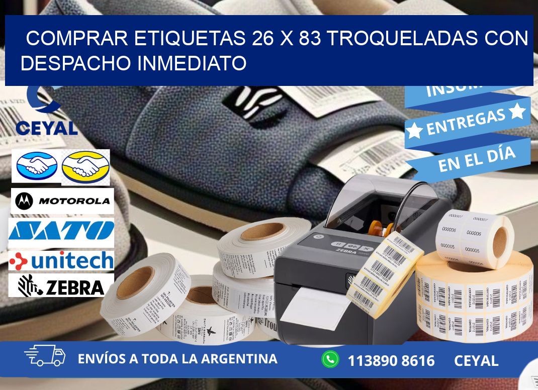 Comprar etiquetas 26 x 83 troqueladas con despacho inmediato