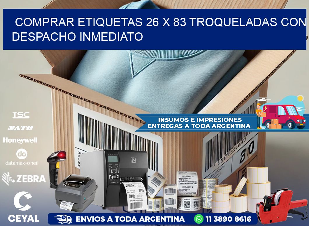 Comprar etiquetas 26 x 83 troqueladas con despacho inmediato