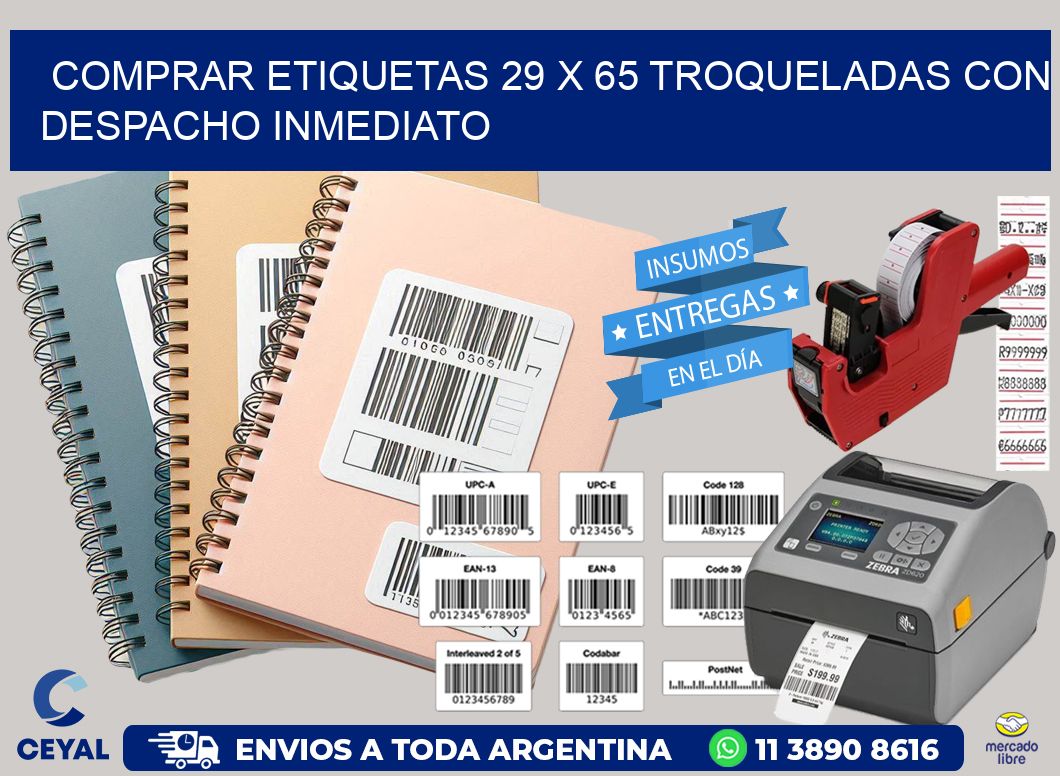Comprar etiquetas 29 x 65 troqueladas con despacho inmediato