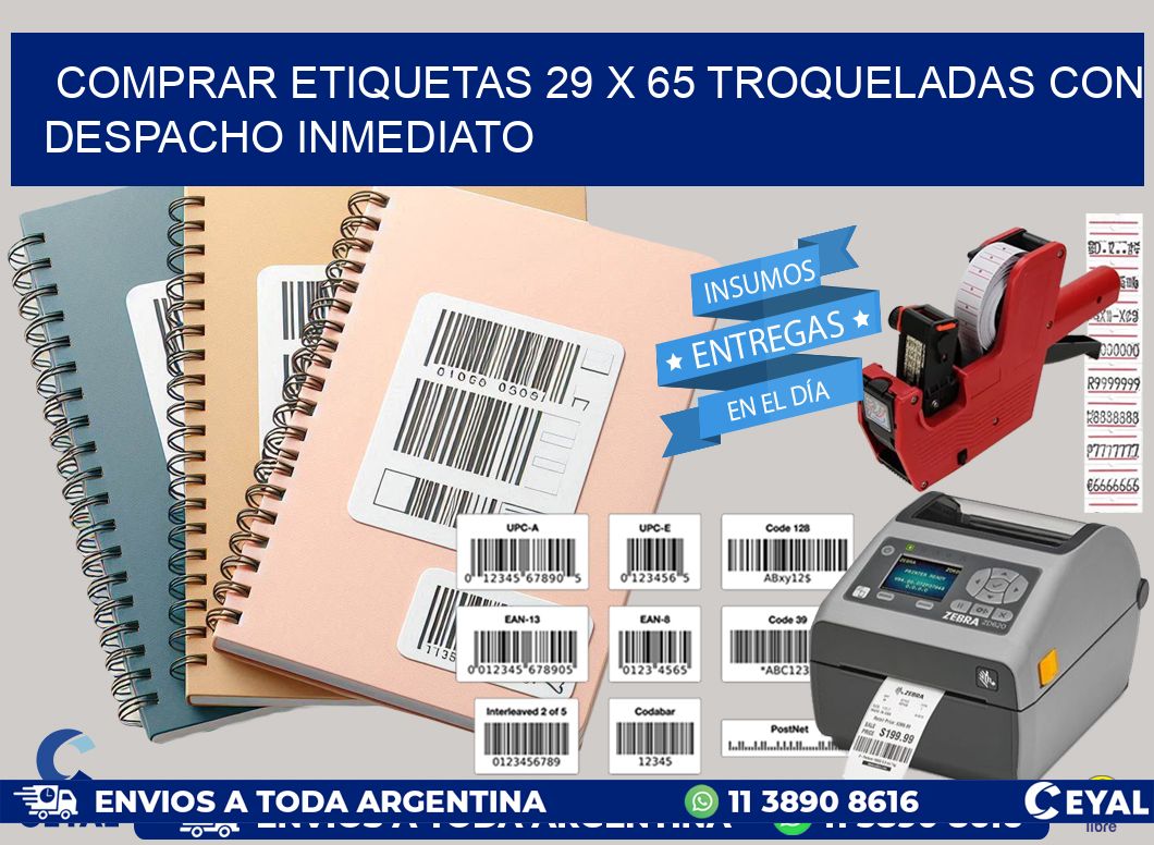 Comprar etiquetas 29 x 65 troqueladas con despacho inmediato