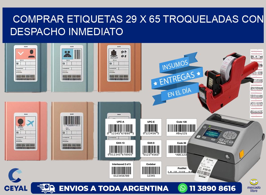 Comprar etiquetas 29 x 65 troqueladas con despacho inmediato