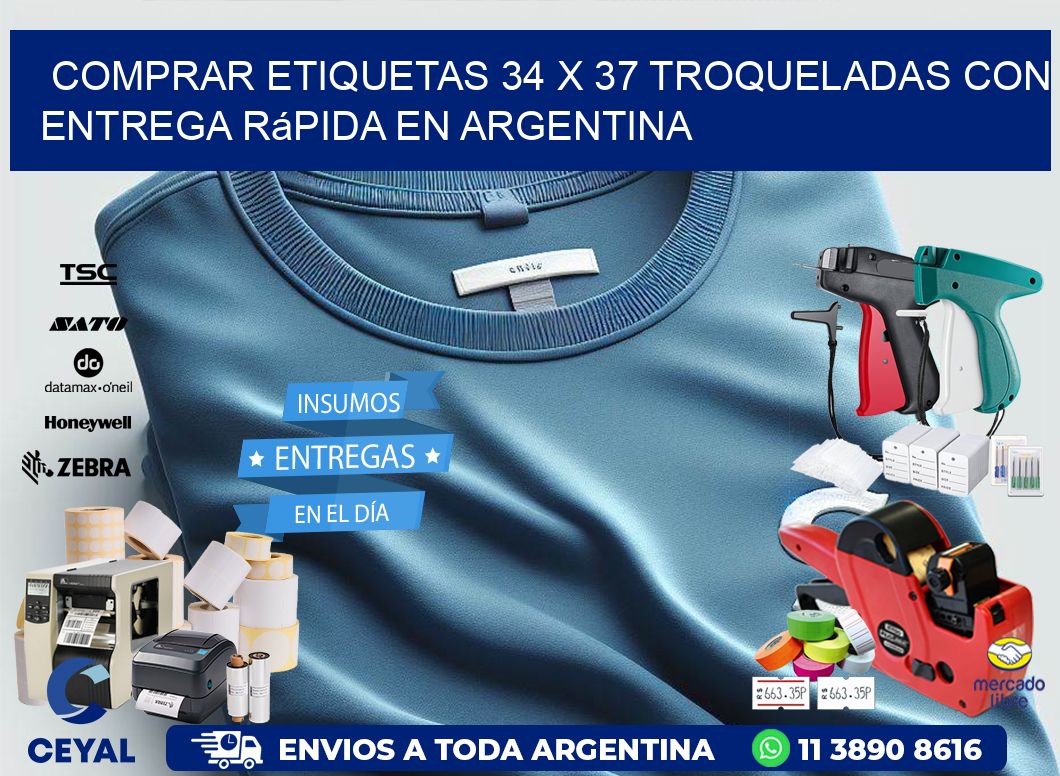 Comprar etiquetas 34 x 37 troqueladas con entrega rápida en Argentina