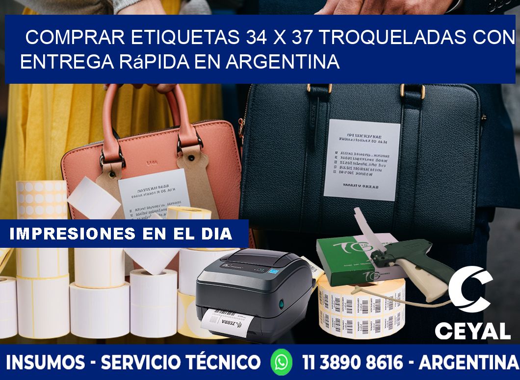Comprar etiquetas 34 x 37 troqueladas con entrega rápida en Argentina
