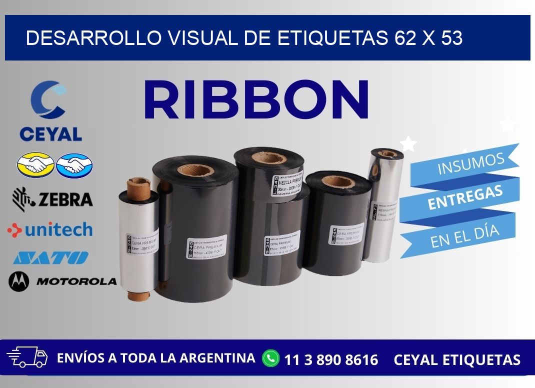 Desarrollo visual de etiquetas 62 x 53