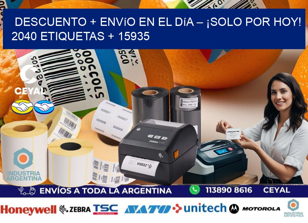 Descuento + envío en el Día – ¡Solo por Hoy! 2040 etiquetas + 15935